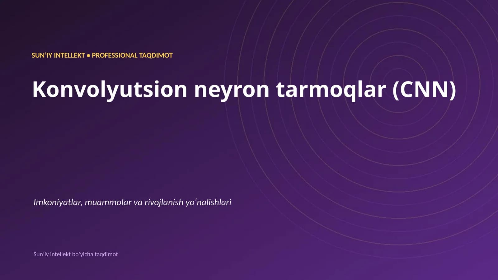 Konvolyutsion neyron tarmoqlar (CNN)