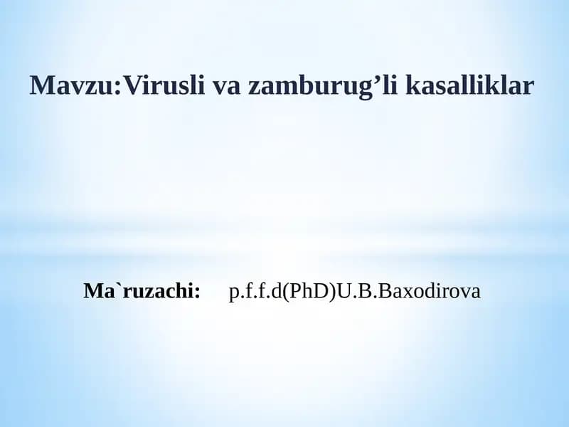 Virusli vazamburug’lik asalliklar