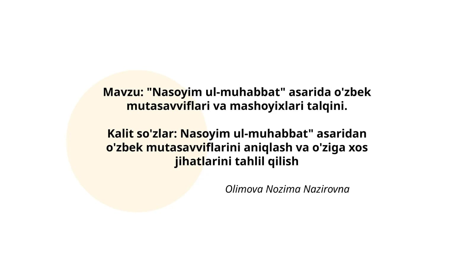 "Nasoyim ul-muhabbat"