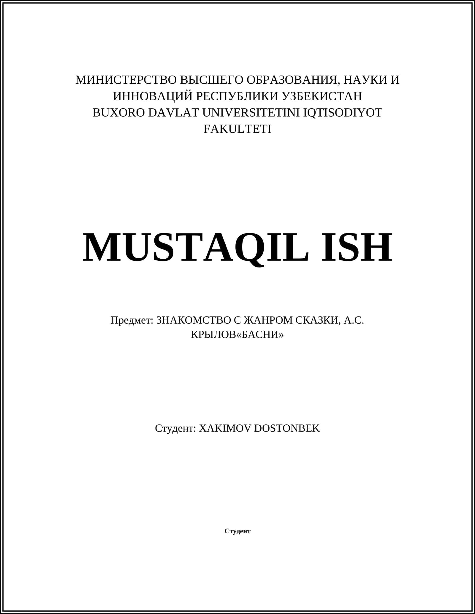 MUSTAQIL ISH
