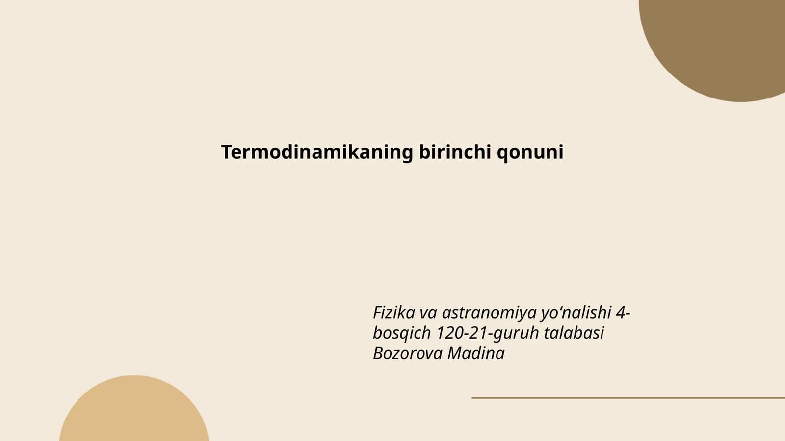 Termodinamikaning birinchi qonuni