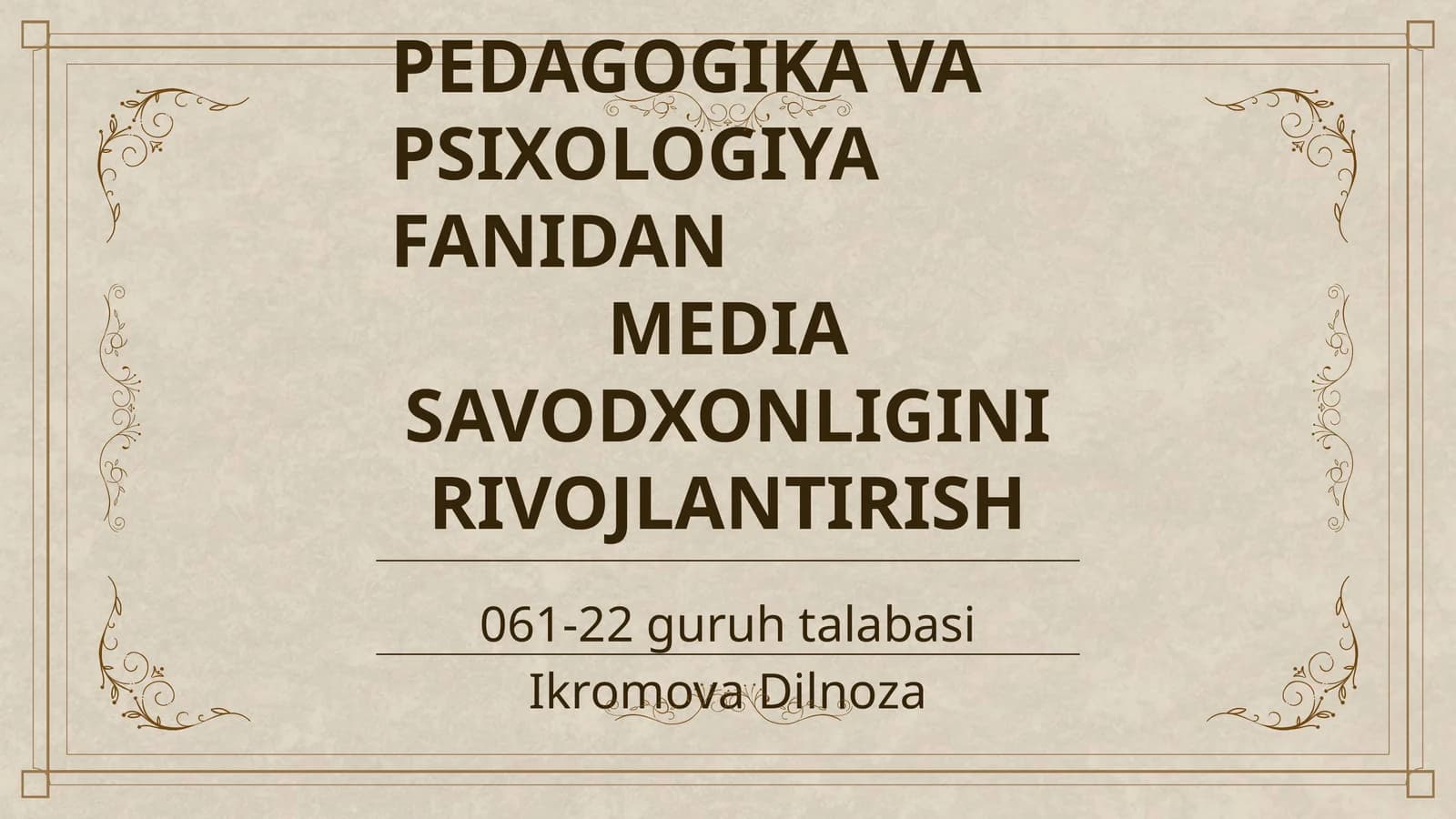 MEDIA SAVODXONLIGINI RIVOJLANTIRISH