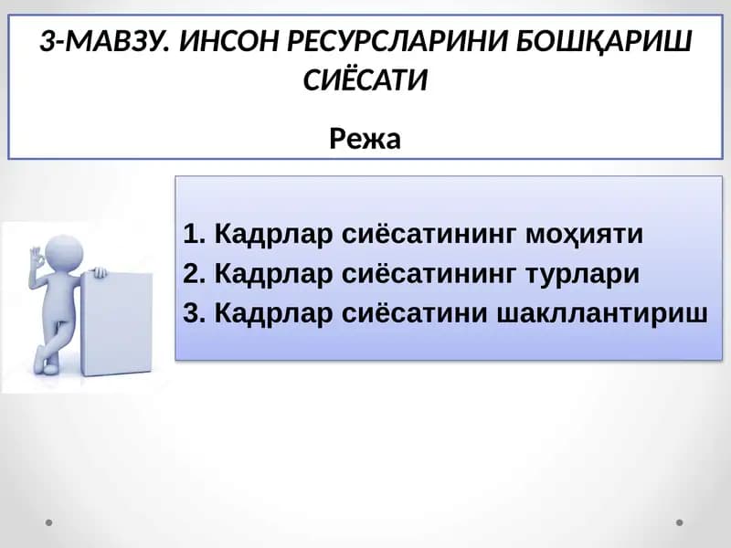 Инсон ресурсларини бошқариш сиёсати