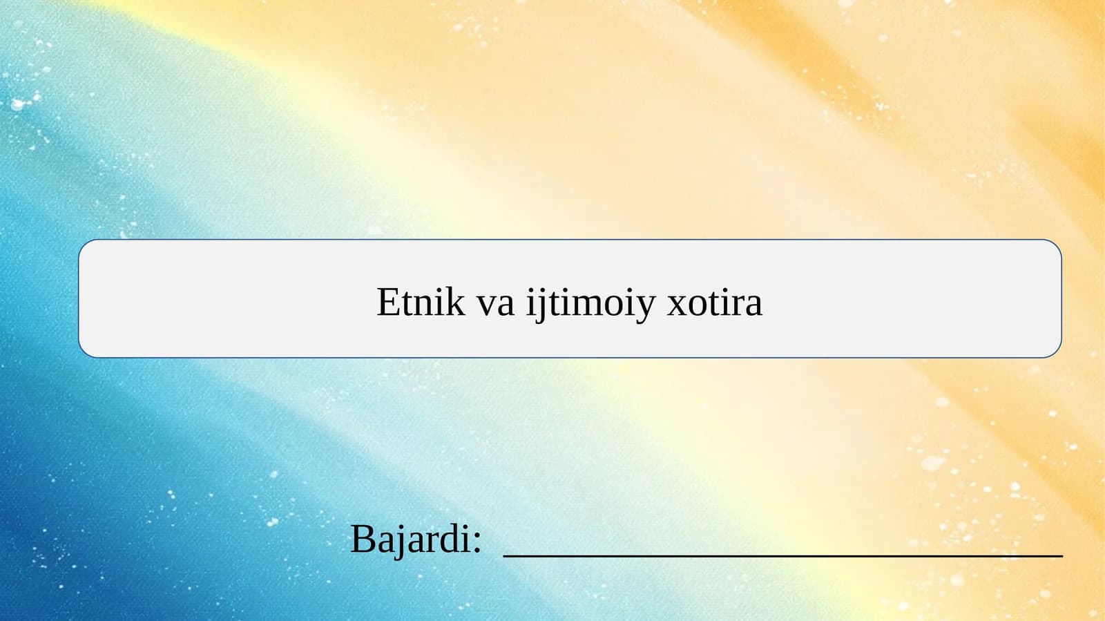 Etnik va ijtimoiy xotira slayd