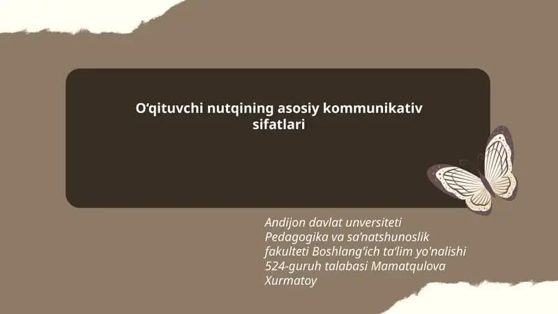O‘qituvchi nutqining asosiy kommunikativ sifatlari