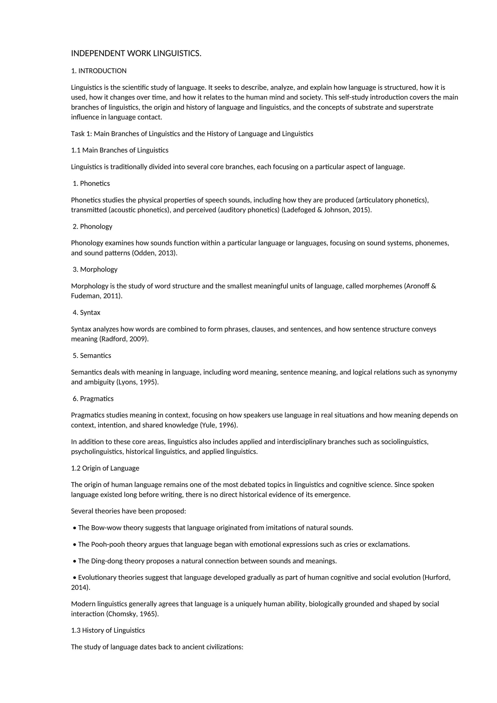 INDEPENDENT WORK LINGUISTICS