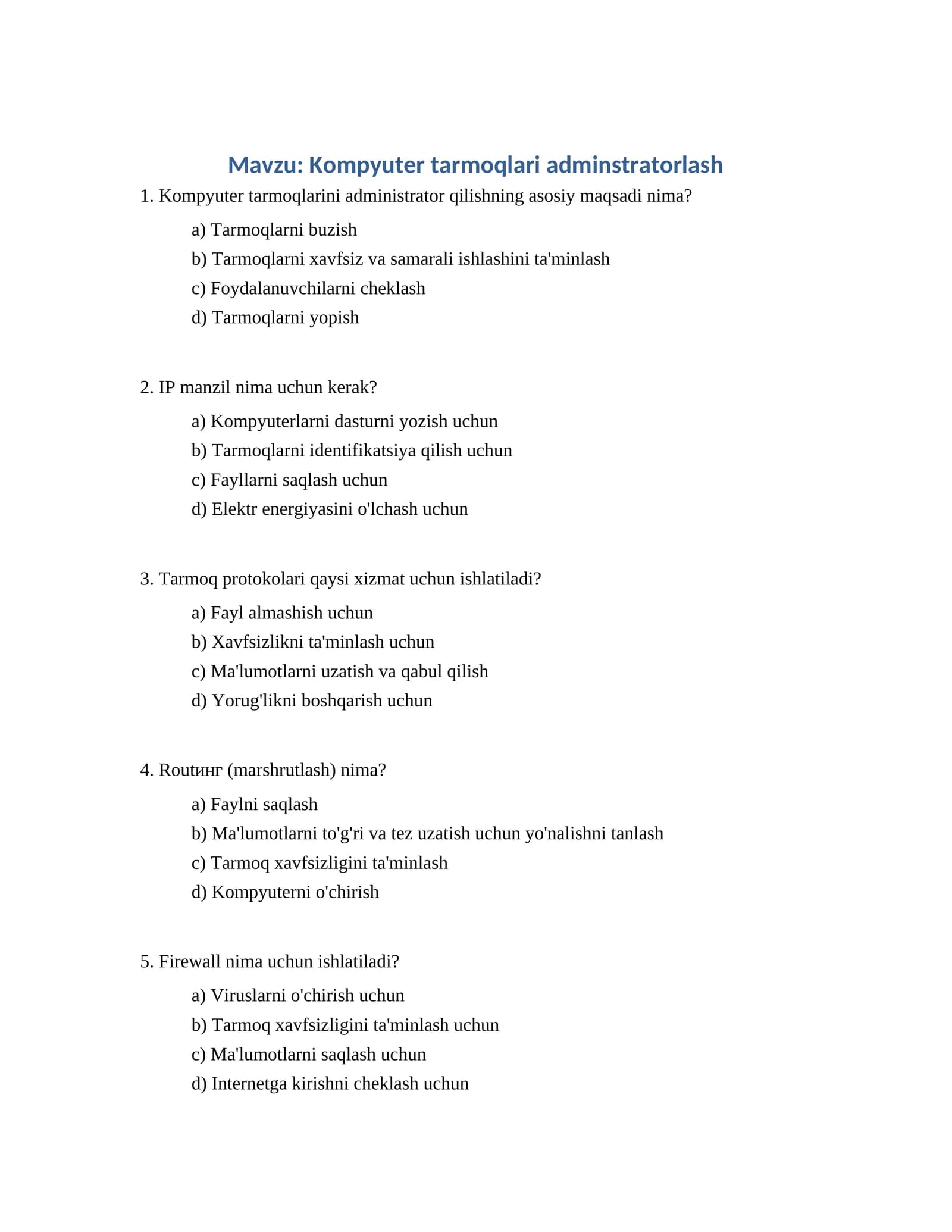 Kompyuter tarmoqlari adminstratorlash