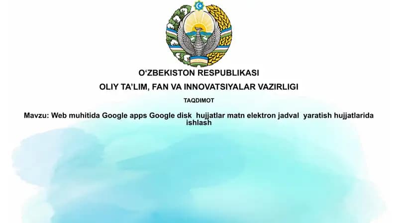 Google Ilovalari va Google Disk Asoslari