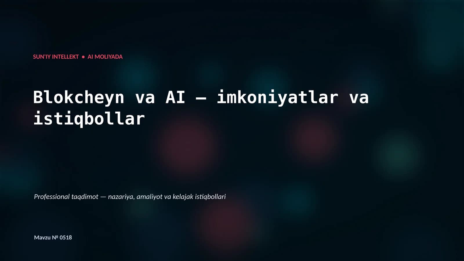 SUN'IY INTELLEKT • AI MOLIYADA