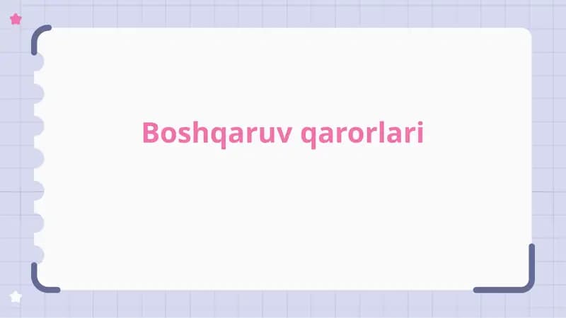 Boshqaruv qarorlari