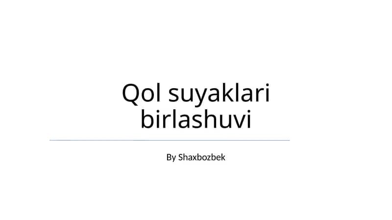 Qol suyaklari birlashuvi
