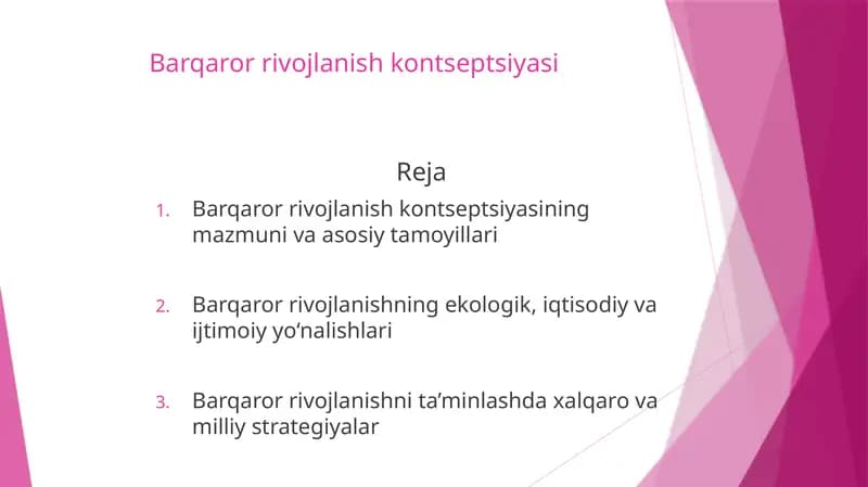 Barqaror rivojlanish konseptsiyasi