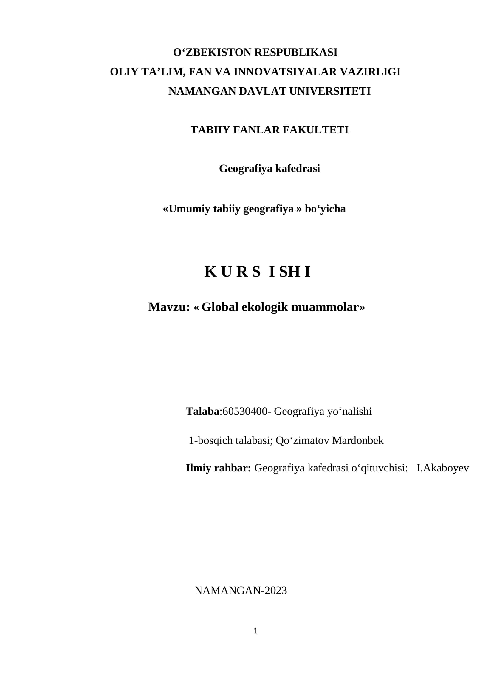 Global ekologik muammolar