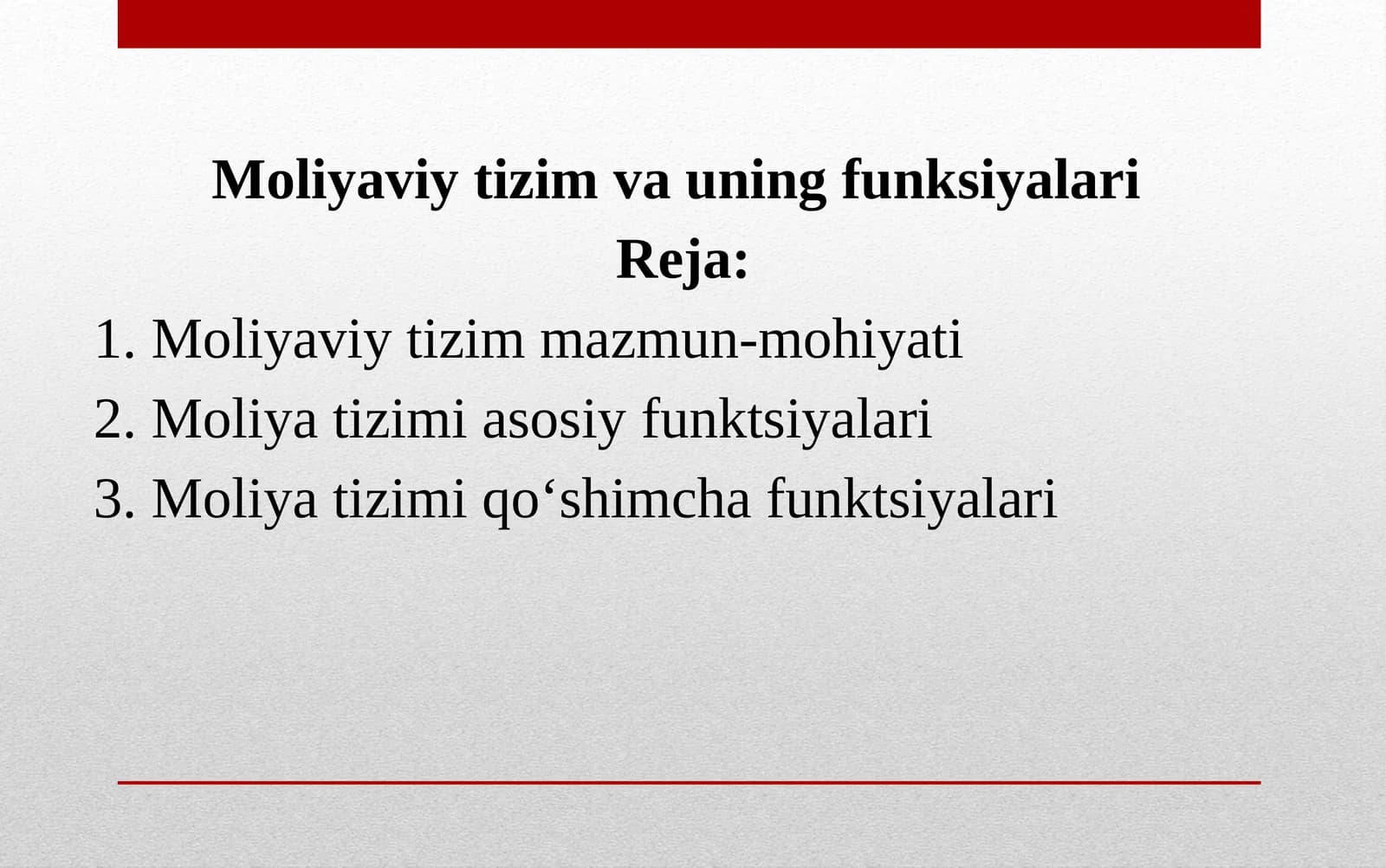 Moliyaviy tizim va uning funksiyalari