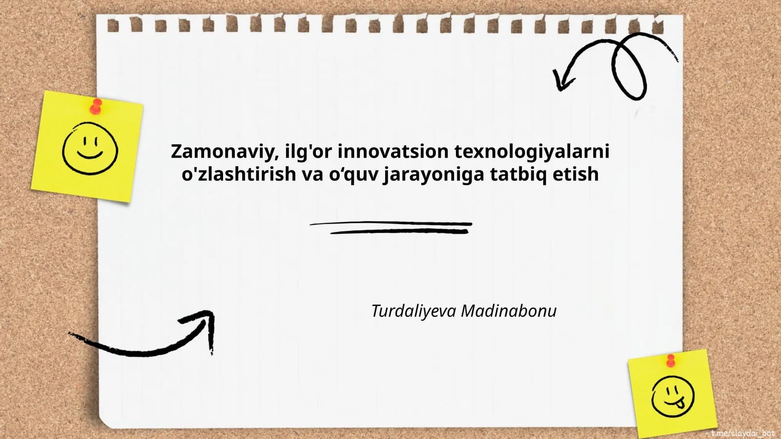 Zamonaviy, ilg'or innovatsion texnologiyalarni o'zlashtirish va o‘quv jarayoniga tatbiq etish