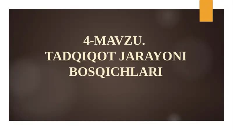 Tadqiqot jarayoni bosqichlari
