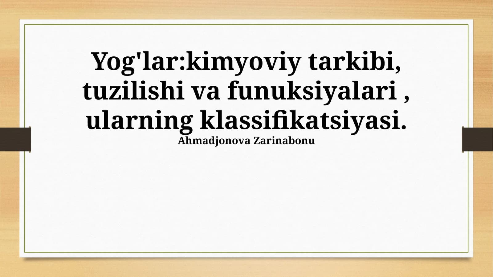 Yog'lar: Kimyoviy tarkibi, tuzilishi va funuksiyalari