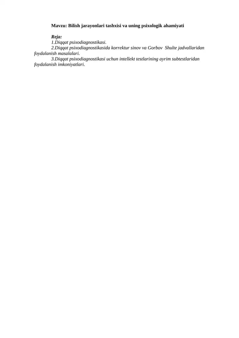 Diqqat psixodiagnostikasi