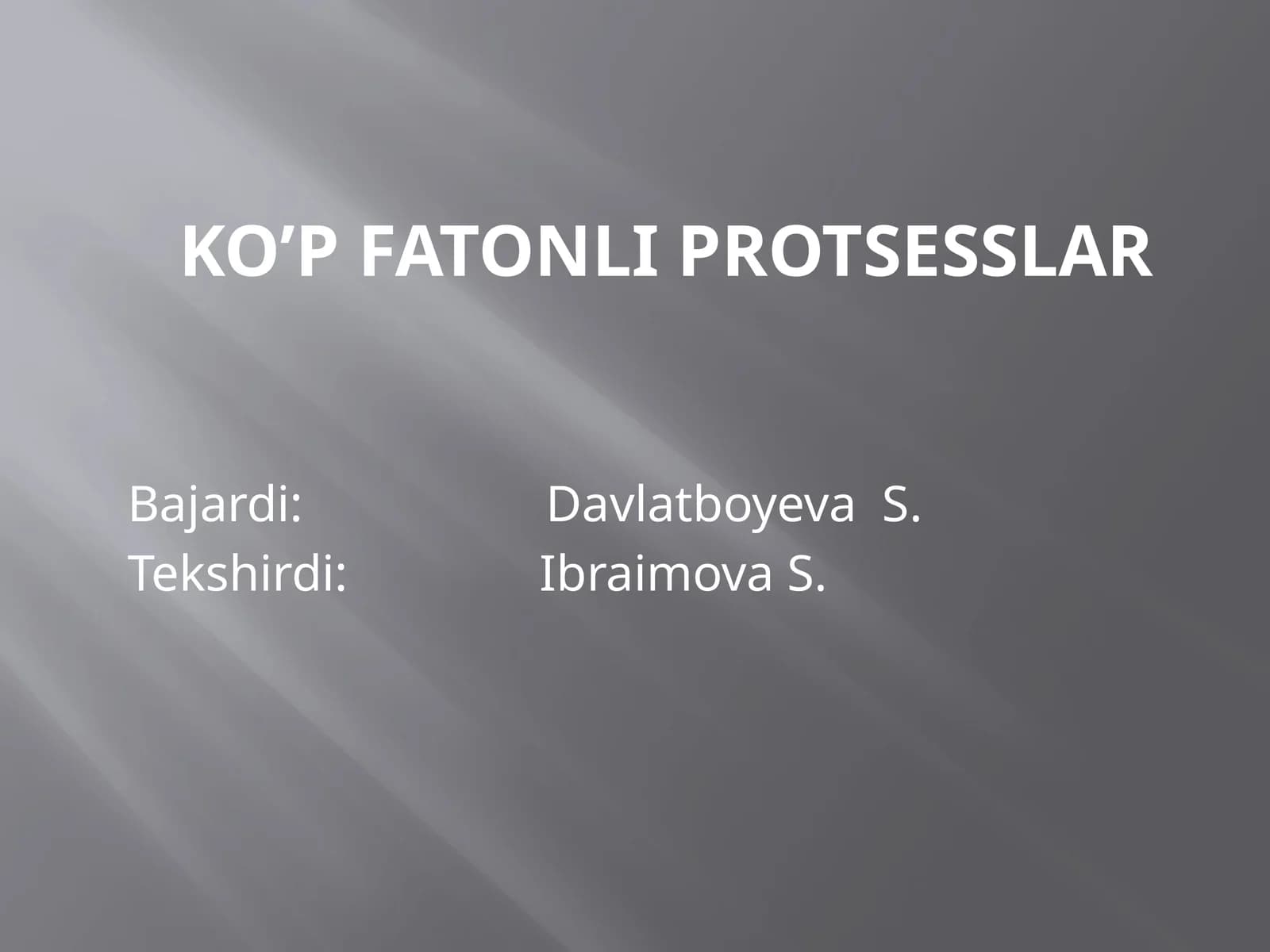 Ko’p Fatonli protsesslar