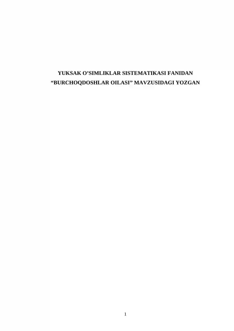 Burchoqdoshlar oilasi kurs ishi