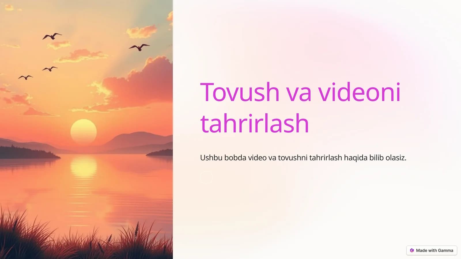 Video va tovushni tahrirlash