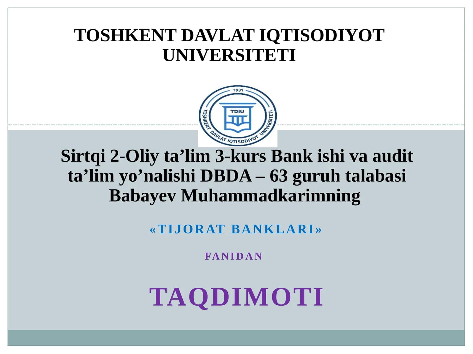 Banklarning xizmat turlari