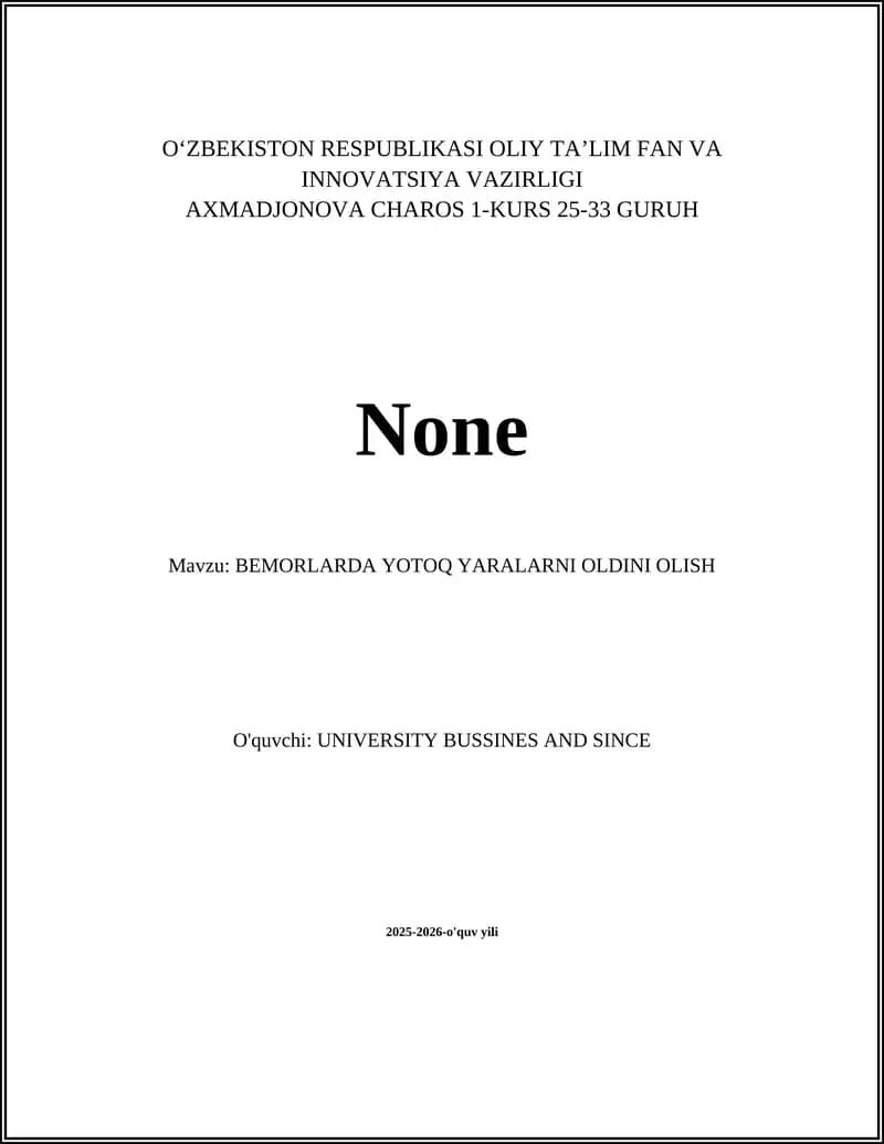 BEMORLARDA YOTOQ YARALARNI OLDINI OLISH
