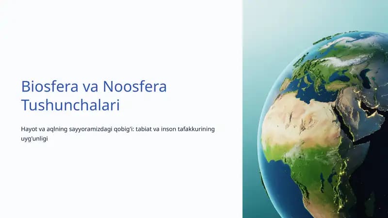 Biosfera va Noosfera Tushunchalari