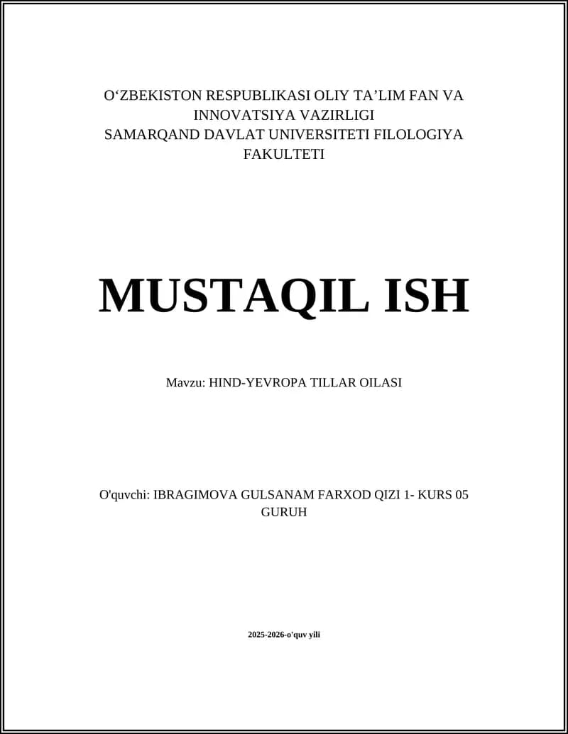 HIND-YEVROPA TILLAR OILASI