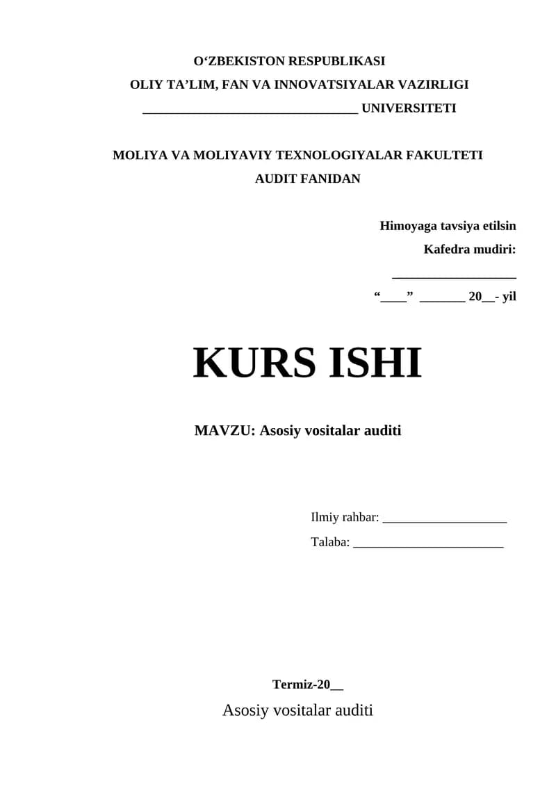 Asosiy vositalar auditi