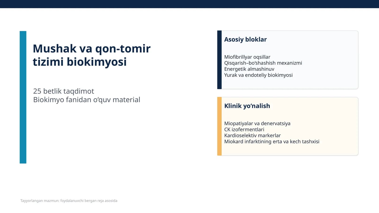 Mushak va qon-tomir tizimi biokimyosi