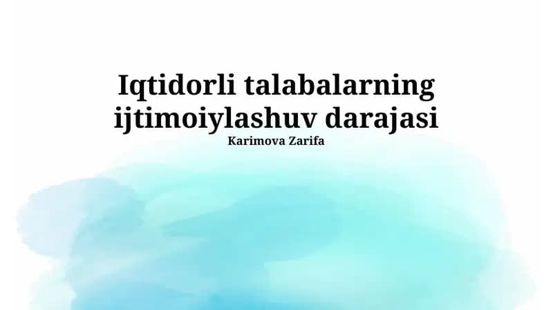 Iqtidorli talabalarning ijtimoiylashuv darajasi