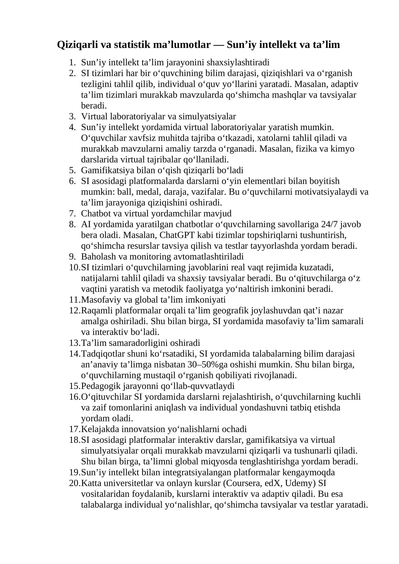 Sun’iy intellekt va ta’lim