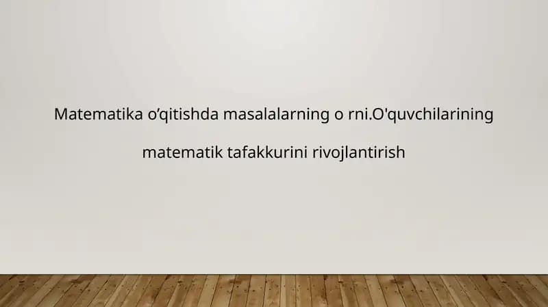Matematika O'qitish Damasalari