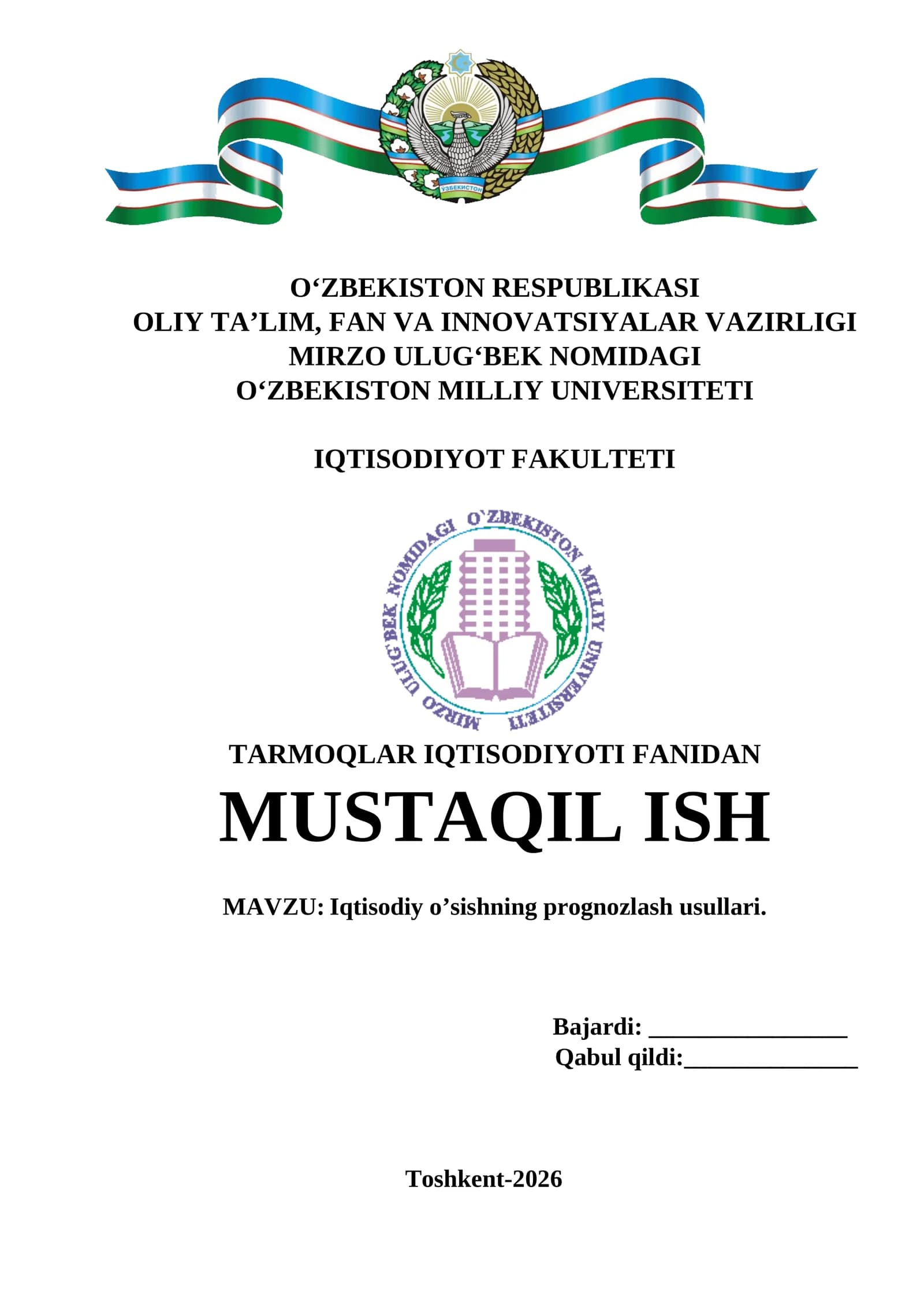 Iqtisodiy o’sishning prognozlash usullari