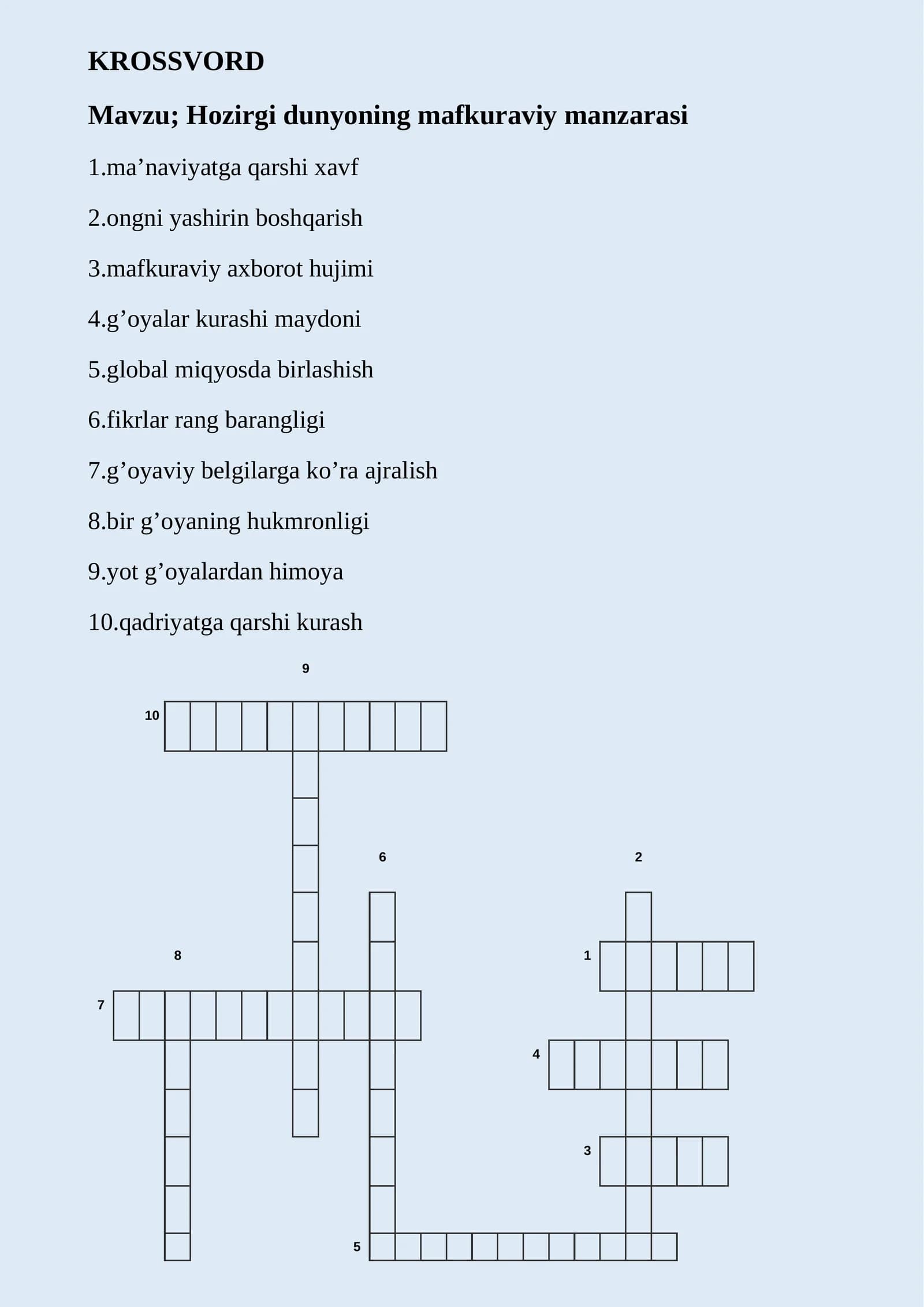 hozirgi dunyo