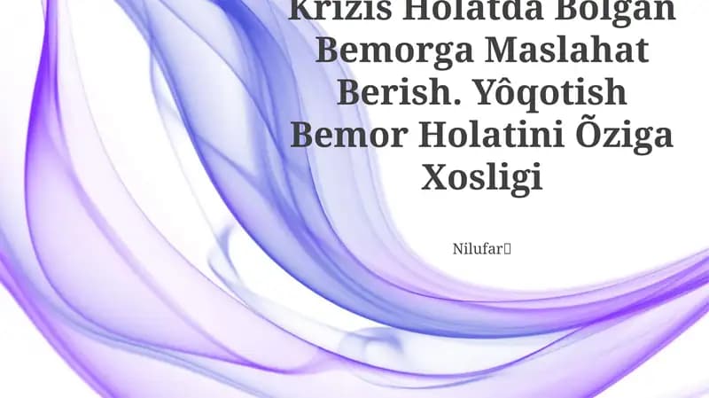 Krizis Holatda Bolgan Bemorga Maslahat Berish