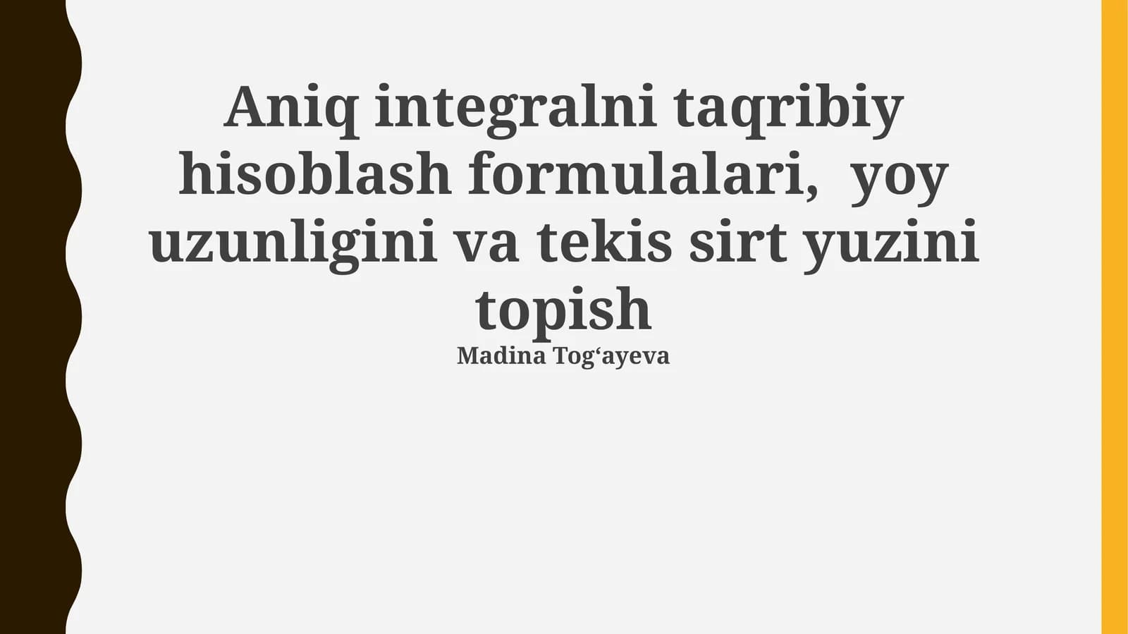 Aniq integrallarni hisoblashning yaqinlashgan formulalari