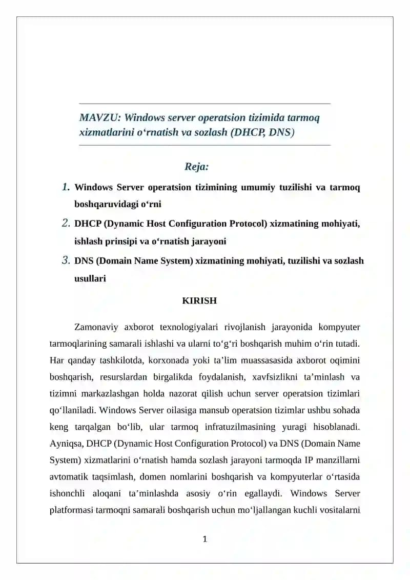 Windows server operatsion tizimi