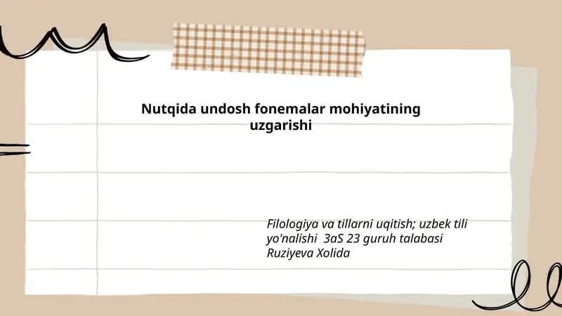 Nutqida undosh fonemalar mohiyatining uzgarishi