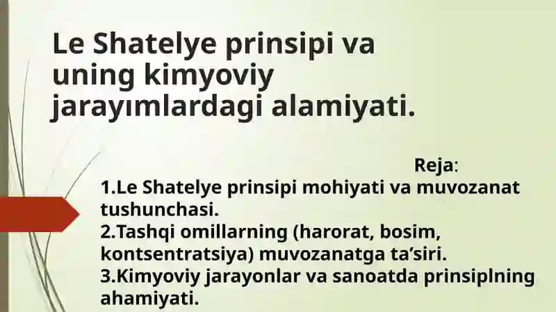 Le Shatelye Prinsipi va uning Kimyoviy Jarayoni