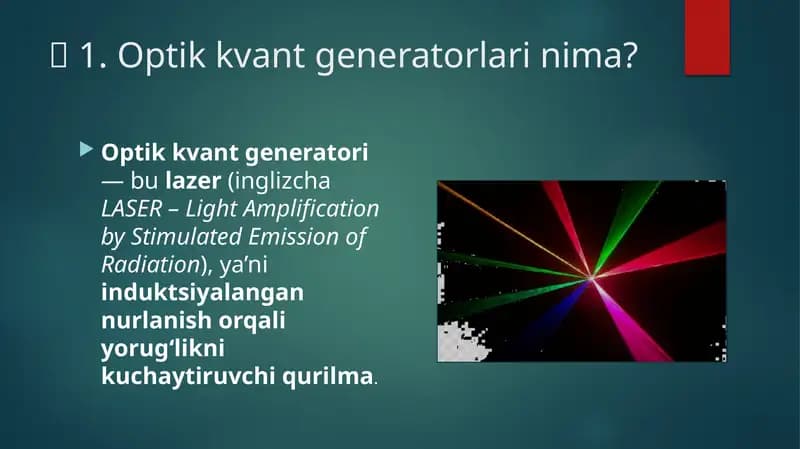 Optik kvant generatorlari nima