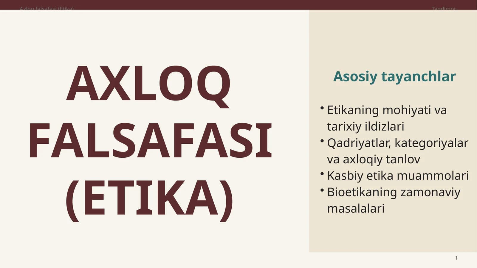AXLOQ FALSAFASI (ETIKA)