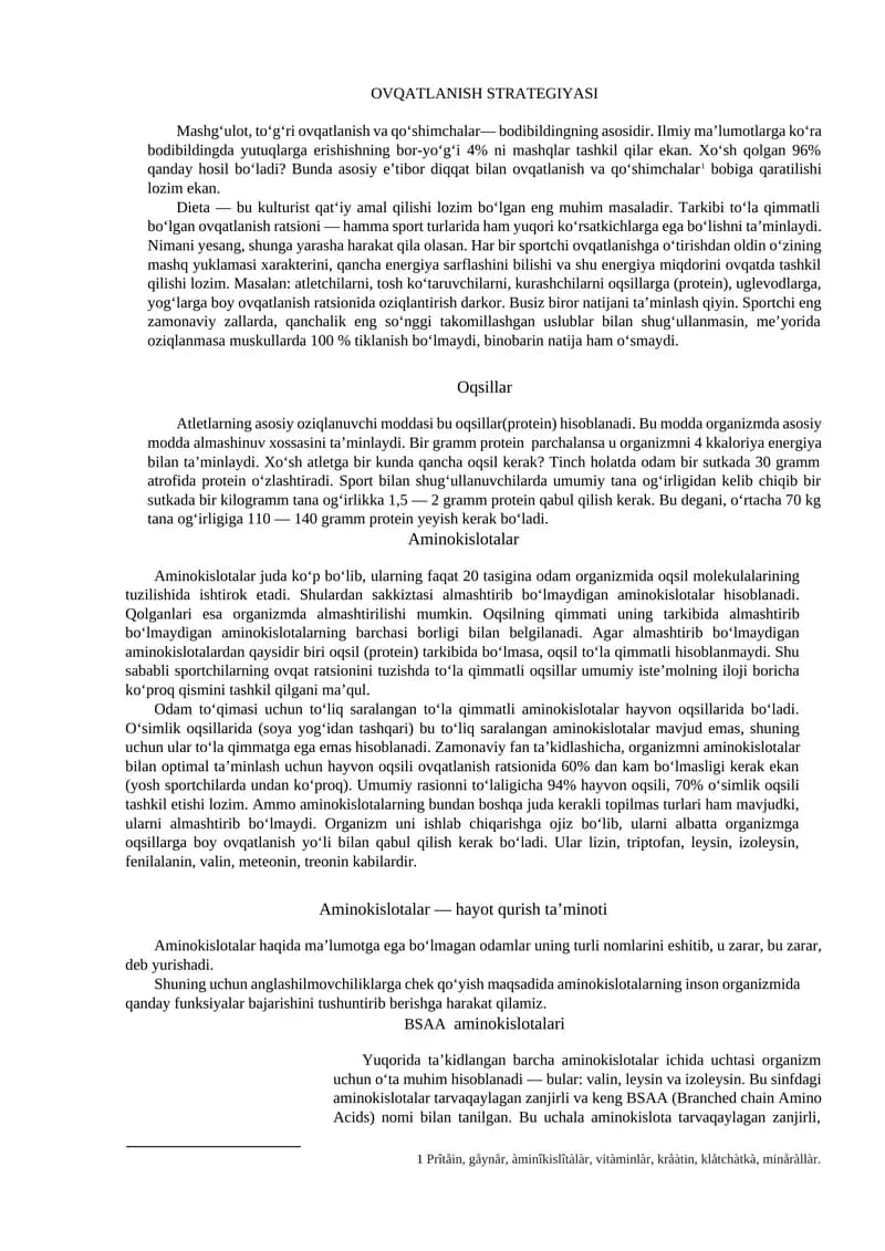 OVQATLANISH STRATEGIYASI
