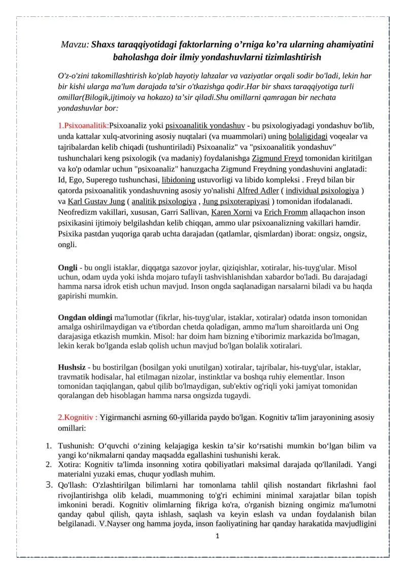 Psixoanalitik yondashuvlar