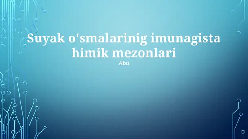 Suyak o'smalarinig imunagista himik mezonlari