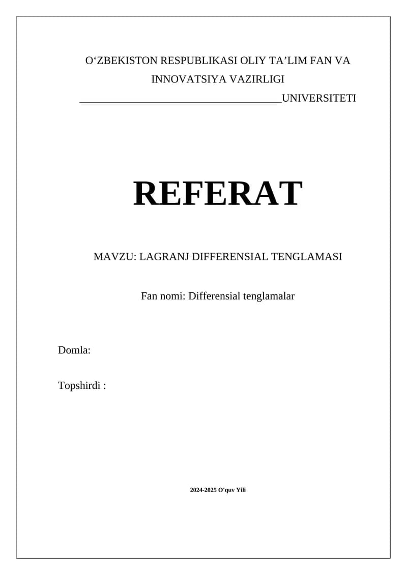 Lagranj differensial tenglamasi
