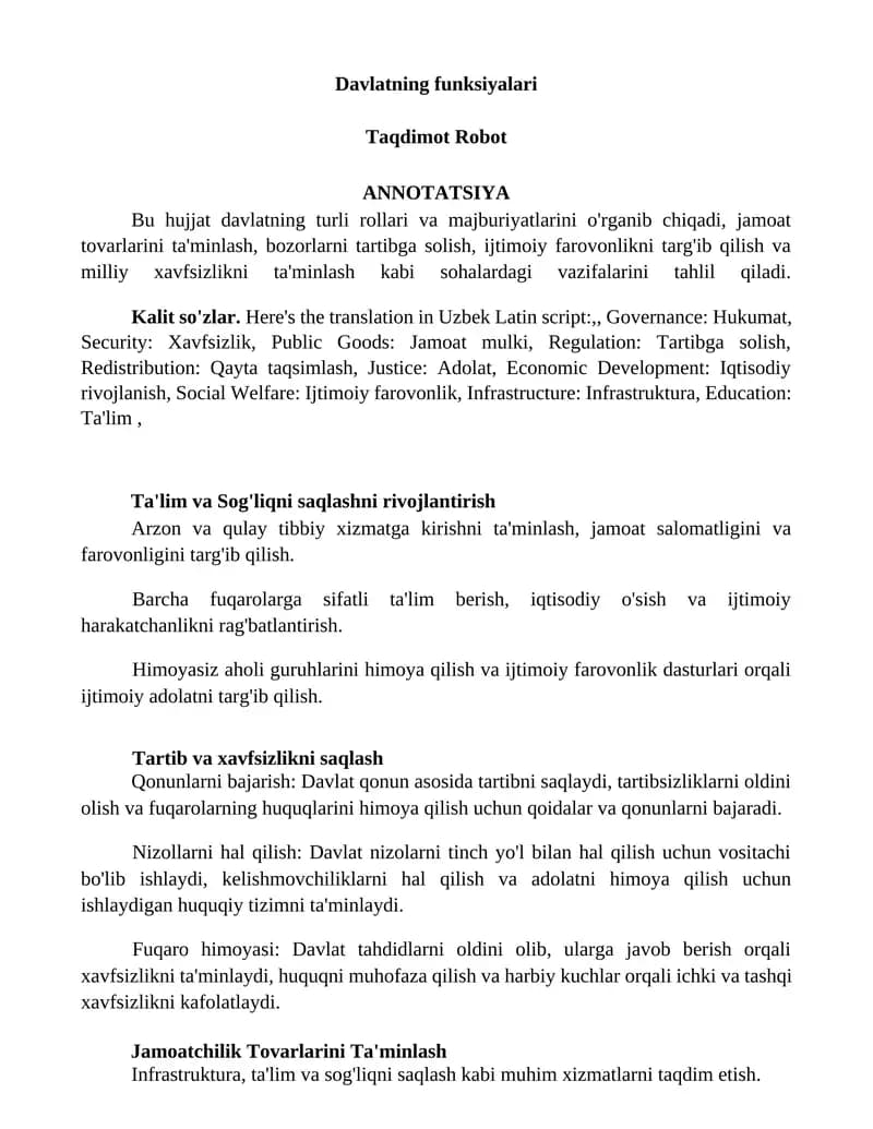 Ta'lim va Sog'liqni saqlashni rivojlantirish