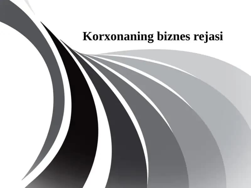 Korxonaning biznes rejasi