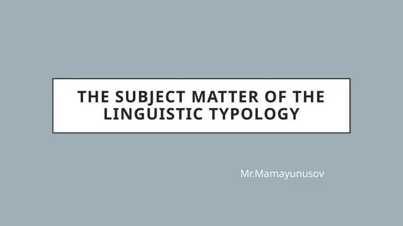 The subject matter of the linguistic typology